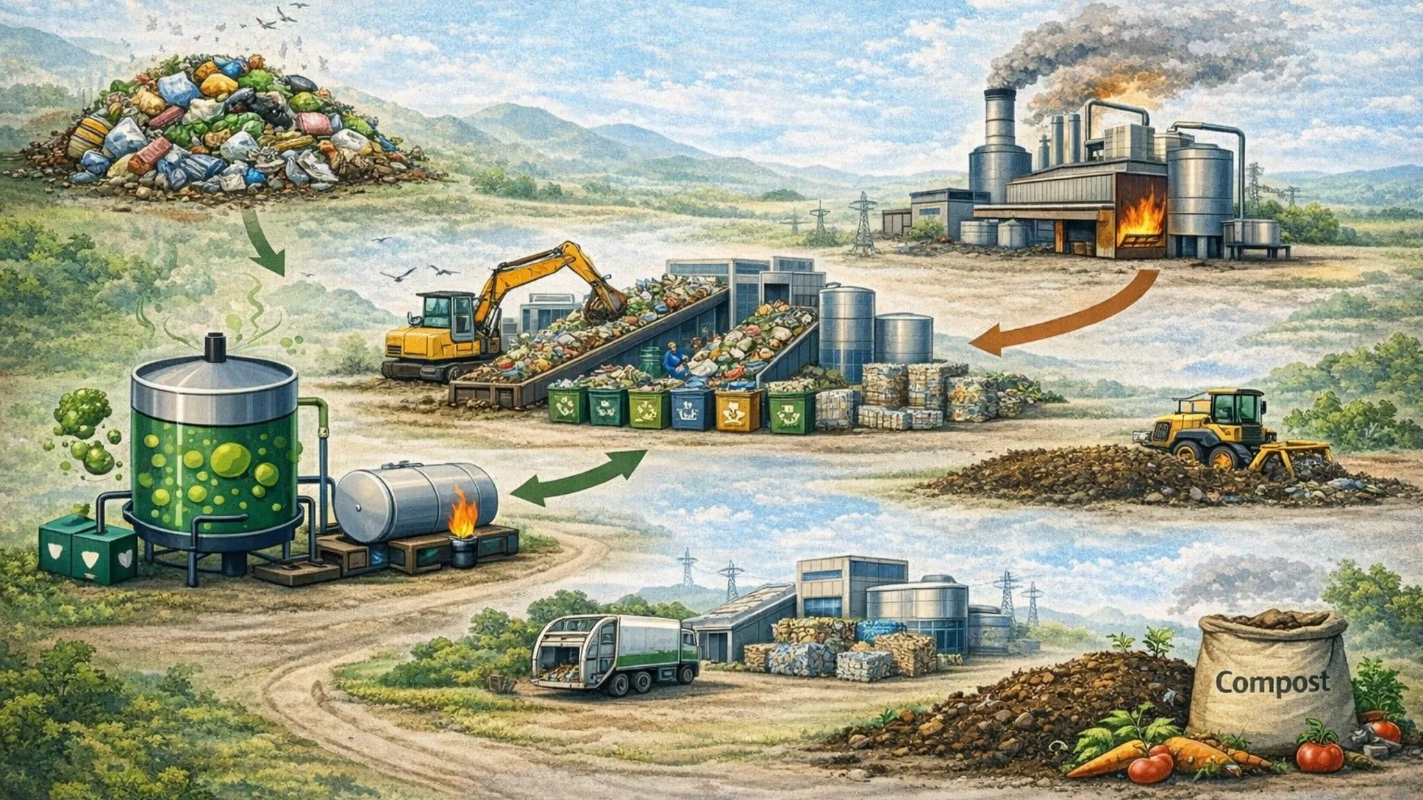 Ảnh minh họa: Xử lý rác sinh hoạt bằng vi sinh kết hợp nhiệt phân